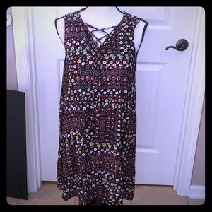 NWT BCBGMAXAZRIA black/red floral dress,M